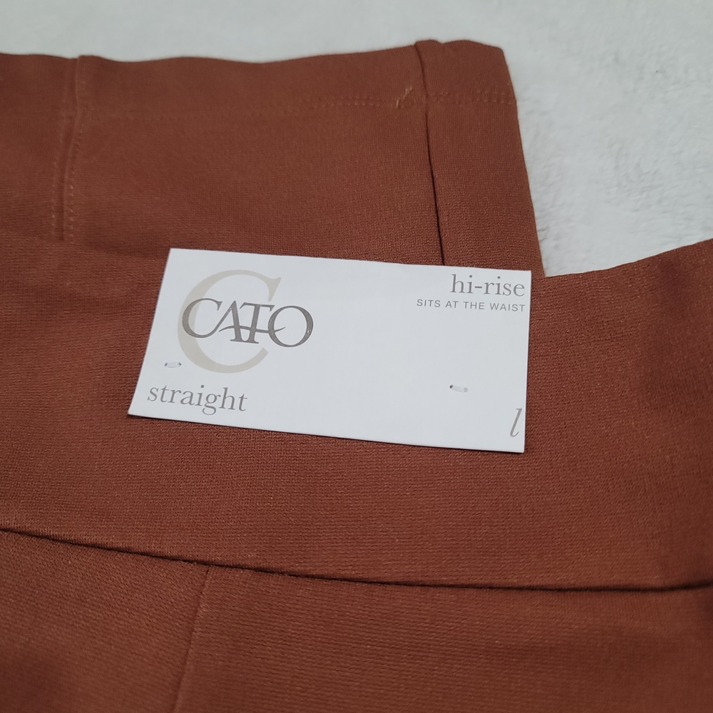 NWT Womens Cato Rust Brown Pants Sz Large Office Hi‎ Rise Straight Pull On - Picture 4 of 5